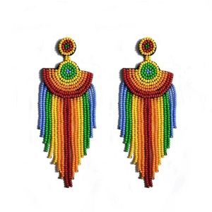 Bohemian Boho Rainbow Beaded Handmade Earrings